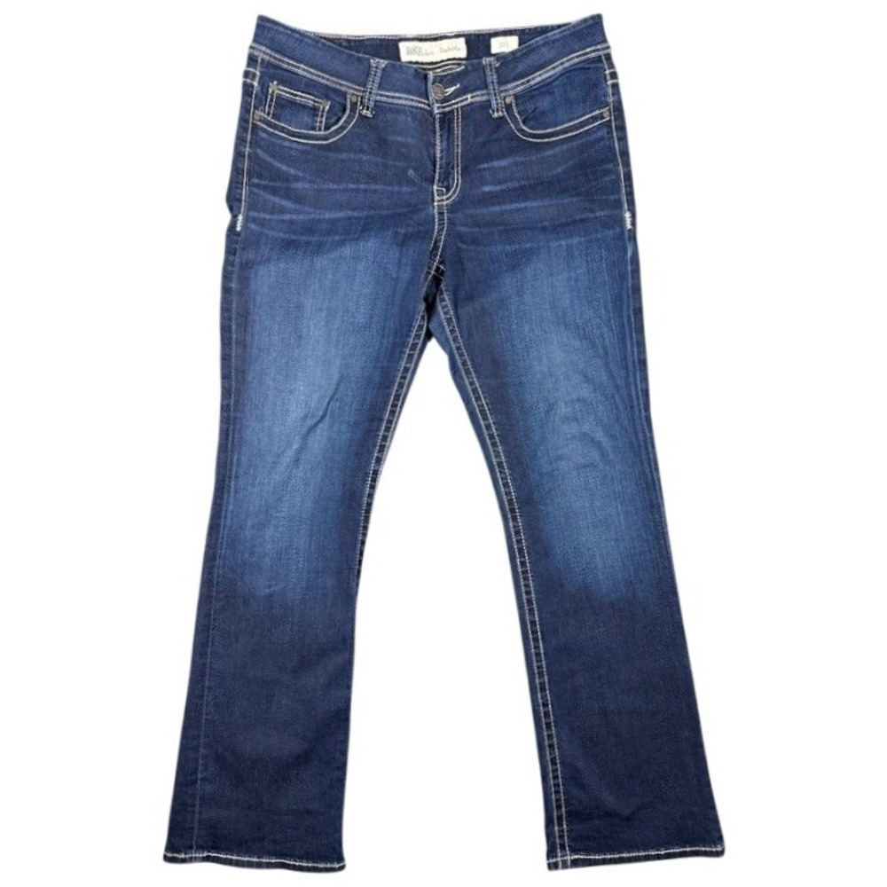 BKE Dakota Bootcut Jeans Womens 32L Dark Wash Stretch Contrast Stitch ABK343